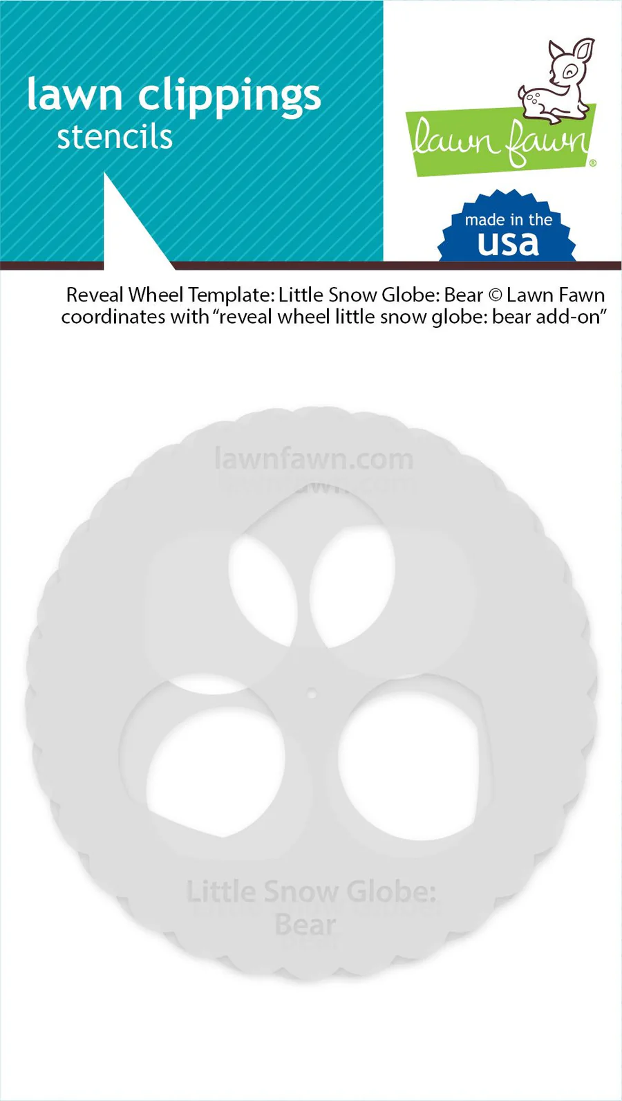 Lawn Fawn Reveal Wheel Little Snow Globe: Bear Stencil