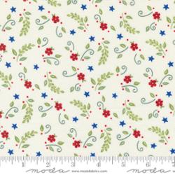 Moda Red White and Bloom- Floral Leaves and Stars White