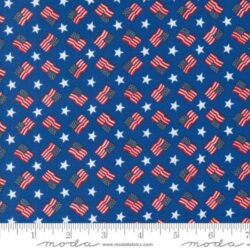 Moda Red White and Bloom- Tossed Flags and Stripes Midnight