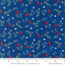 Moda Red White and Bloom- Floral Leaves and Stars Midnight