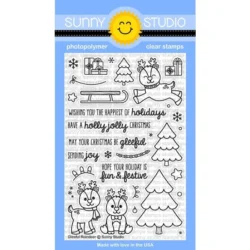Sunny Studio Gleeful Reindeer Stamp Set