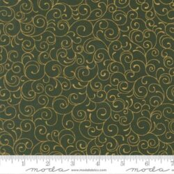 Moda Merry Manor Metallic - Swirl Blenders Evergreen